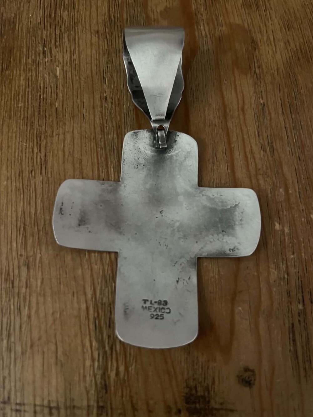Vintage Taxco Mexico SS 925 Signed Cross Pendant "3.75 X 2.5" 23 G 15mm Bail - Picture 4 of 5